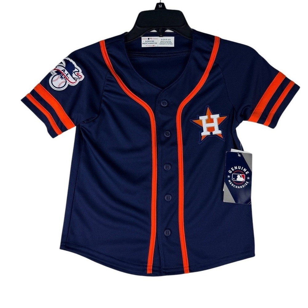 Team Athletics Houston Astros MLB Youth Baseball Jersey Navy Blue Size 4/5 NEW